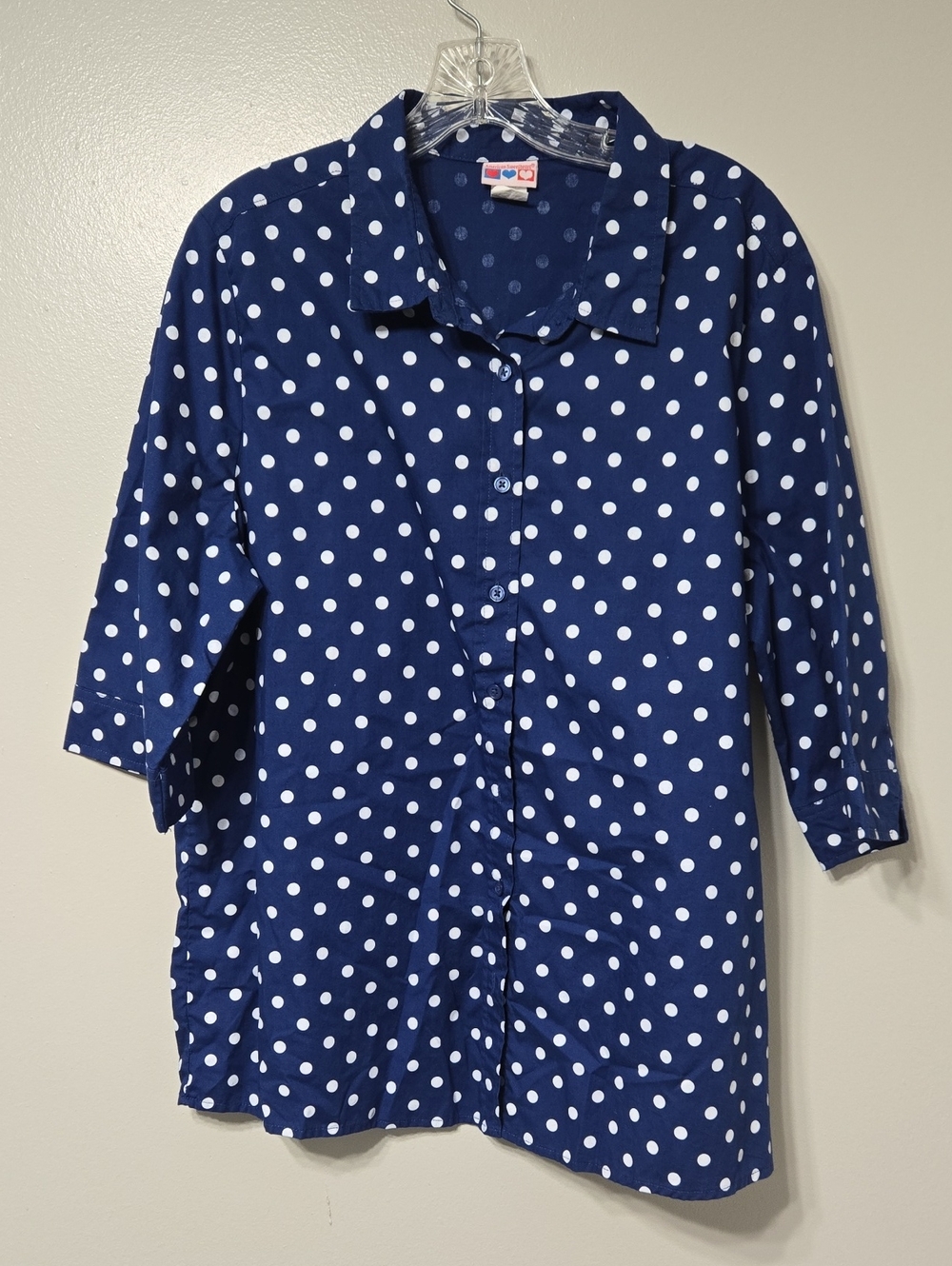 American SweetheartNavy Blue Polka Dot Button-Front Shirt XL